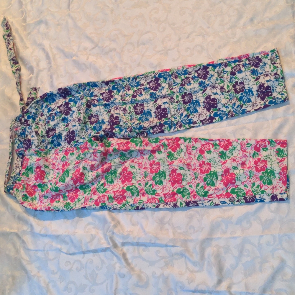 high waist floral print pants, Lilly Pulitzer, two tone trousers - Picture 6 of 7
